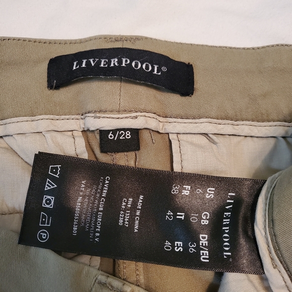 Liverpool straight leg khakis. Olive green. Size 6. Length 26 inches. - Picture 3 of 5